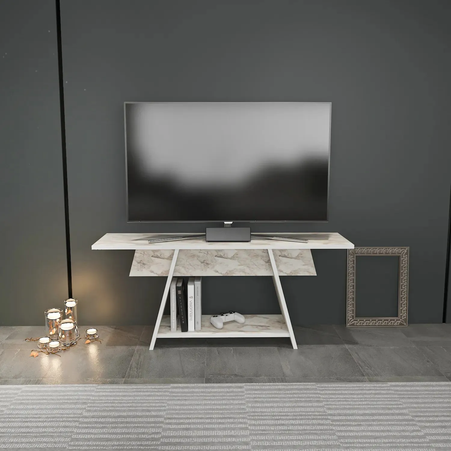 Lanca 47" Wide Minimalist TV Stand Media Console | Streamlined Design for TVs up to 55" Decorotika