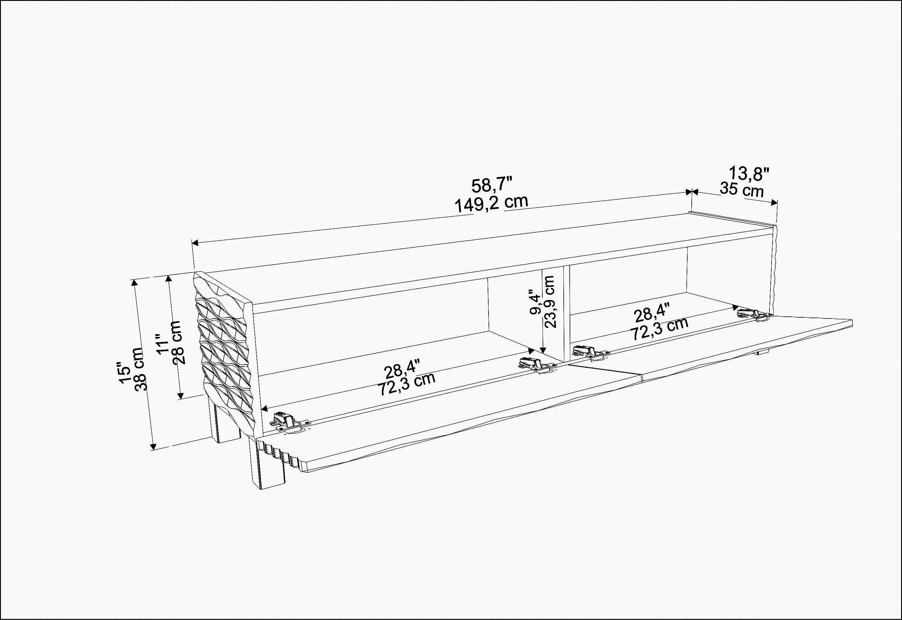 Lerze 59 inch Wide TV Stand Media Console fot TVs up to 65 inch Decorotika