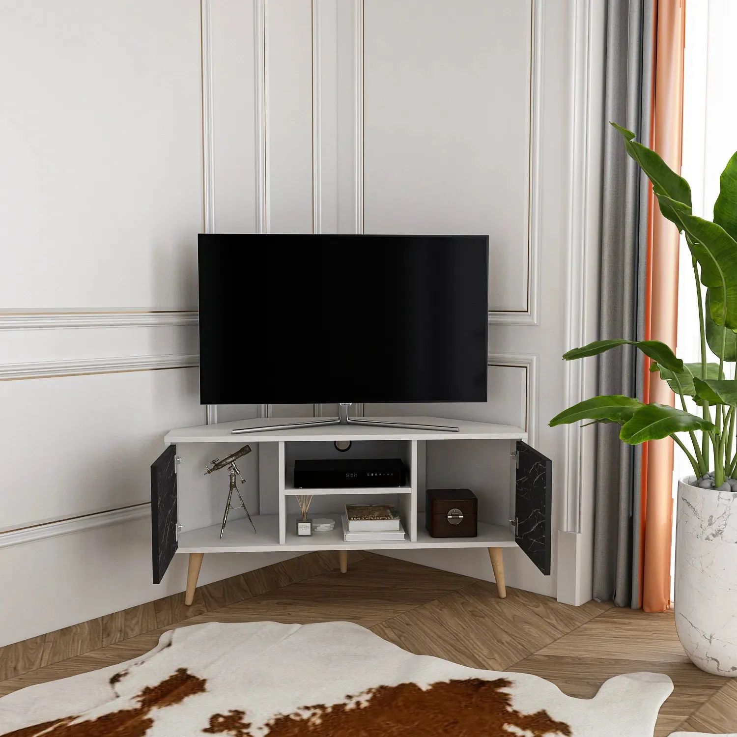 Lesson 47" Wide Corner TV Stand | Media Console Decorotika