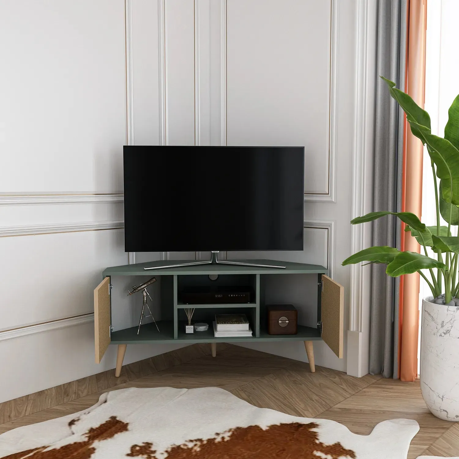 Lesson 47" Wide Corner TV Stand | Media Console Decorotika
