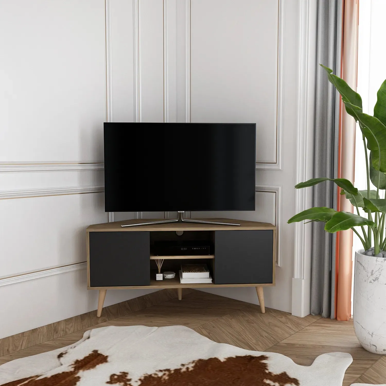 Lesson 47" Wide Corner TV Stand | Media Console Decorotika