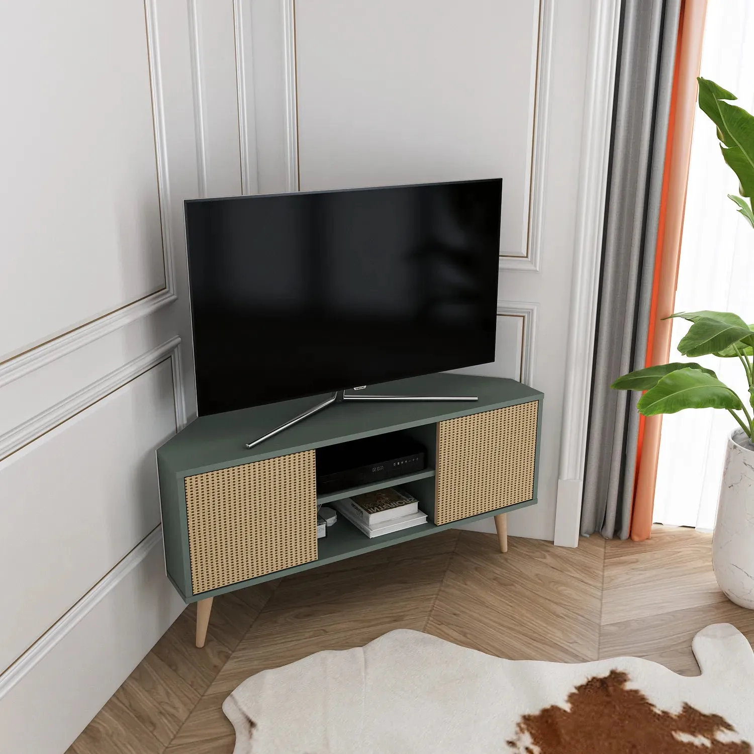 Lesson 47" Wide Corner TV Stand | Media Console Decorotika