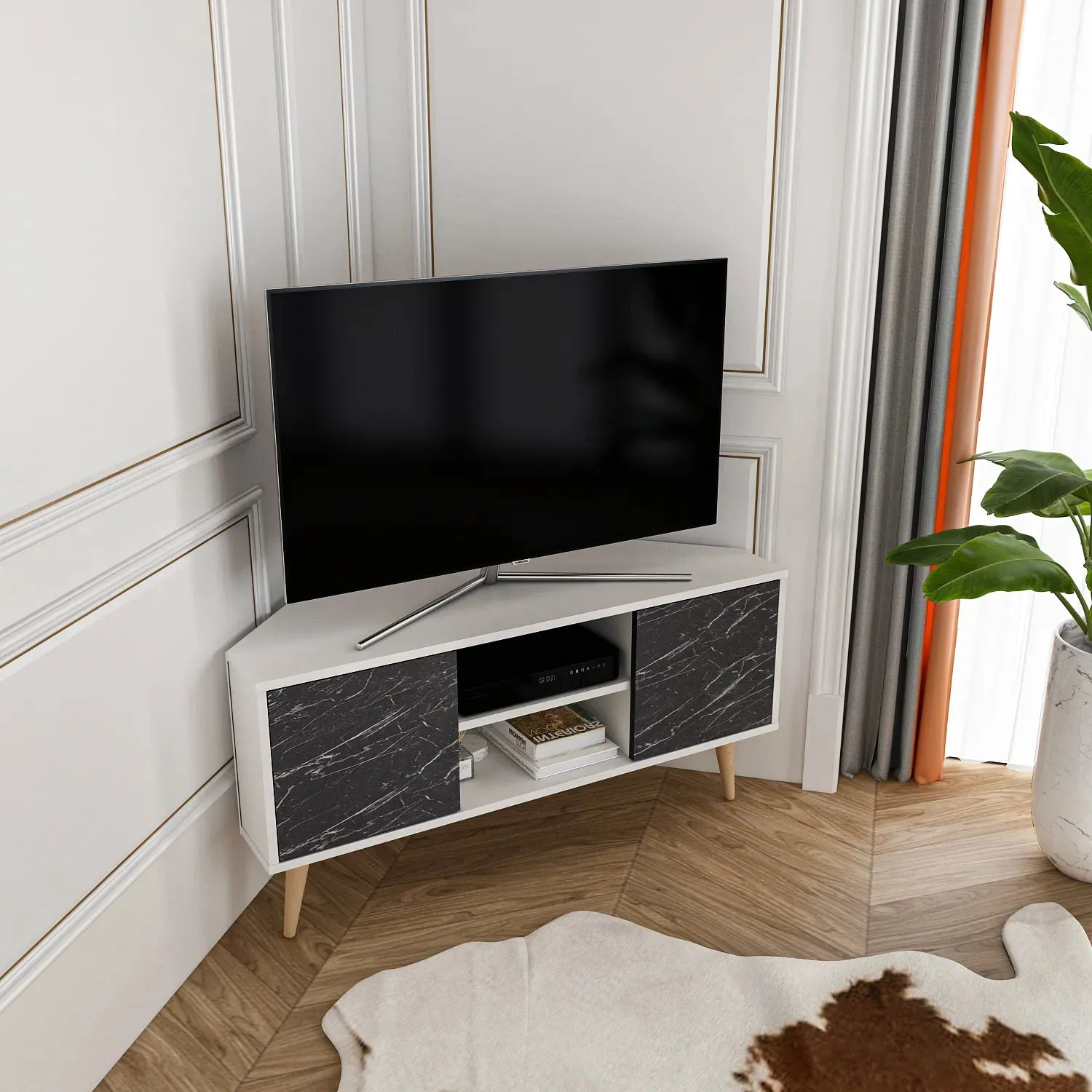 Lesson 47" Wide Corner TV Stand | Media Console Decorotika