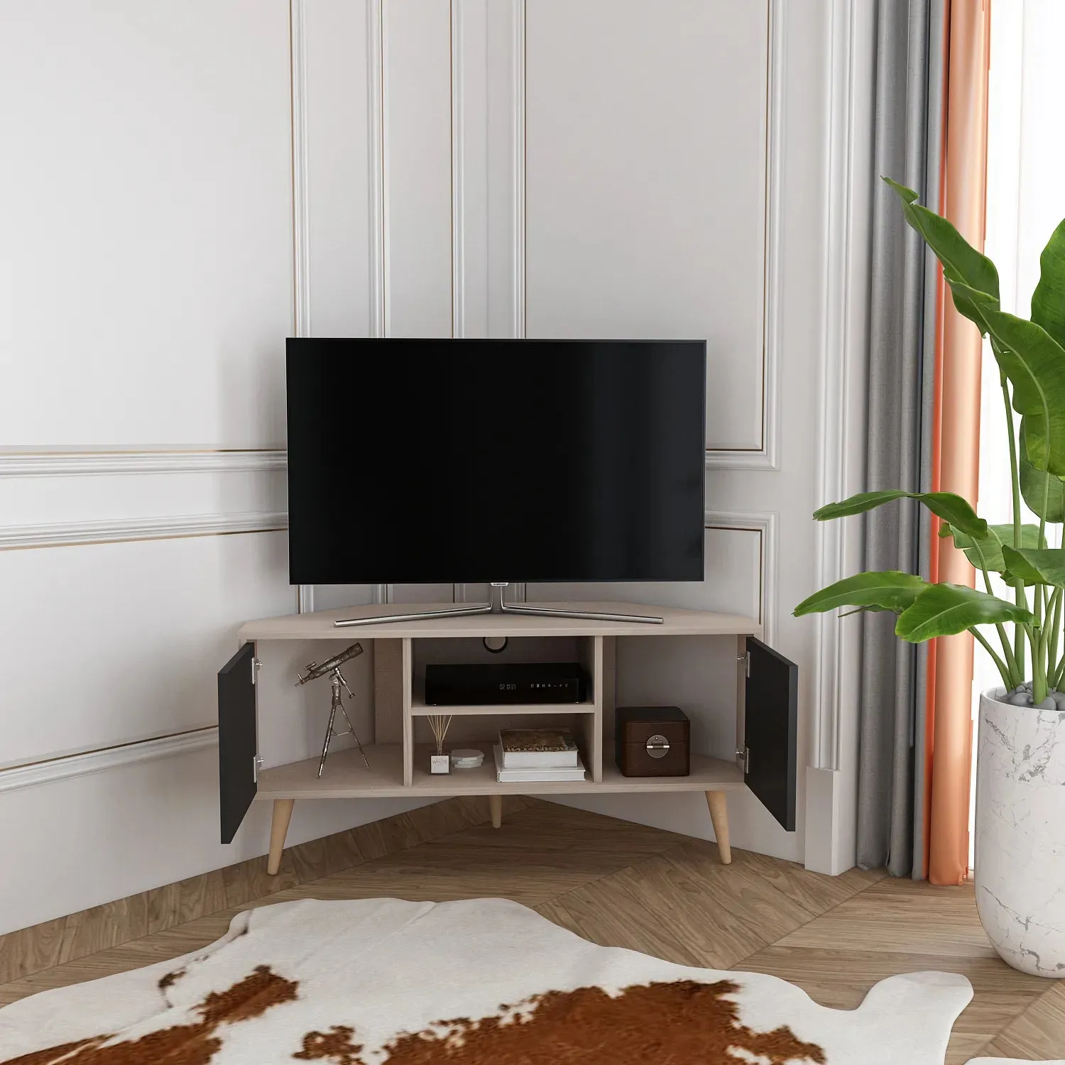 Lesson 47" Wide Corner TV Stand | Media Console Decorotika