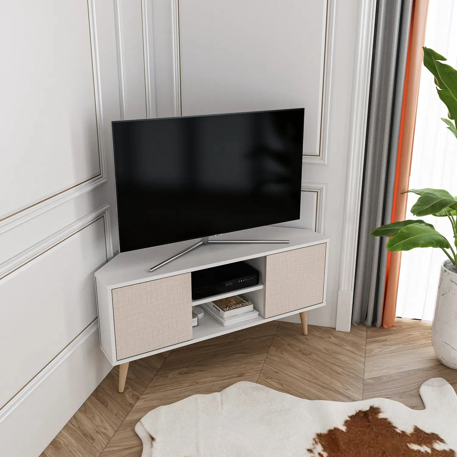Lesson 47" Wide Corner TV Stand | Media Console Decorotika
