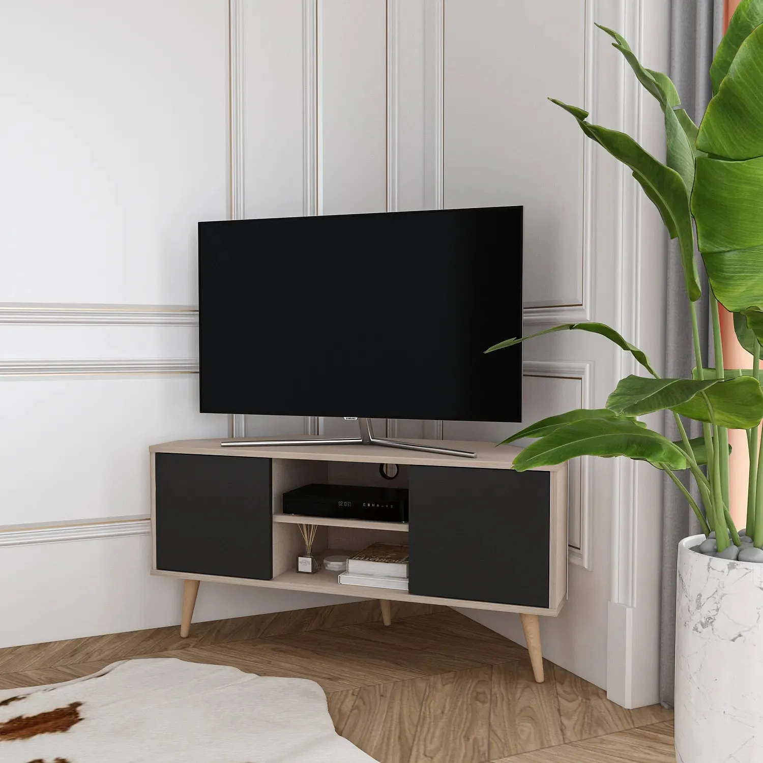 Lesson 47" Wide Corner TV Stand | Media Console Decorotika