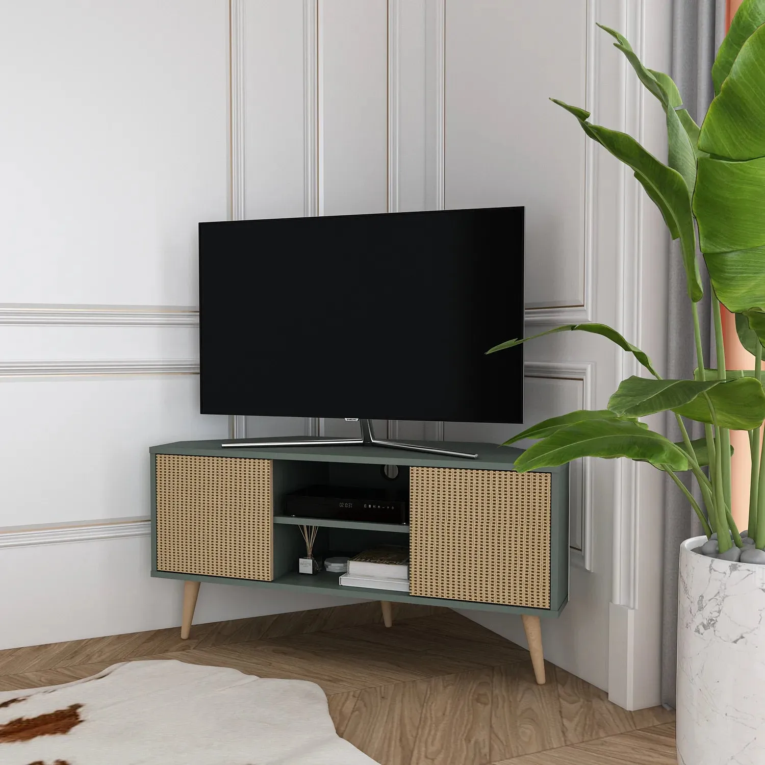 Lesson 47" Wide Corner TV Stand | Media Console Decorotika
