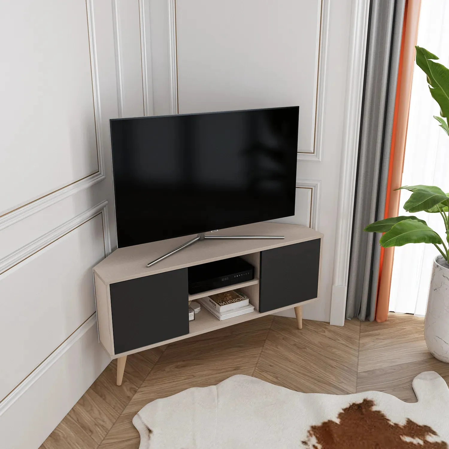 Lesson 47" Wide Corner TV Stand | Media Console Decorotika
