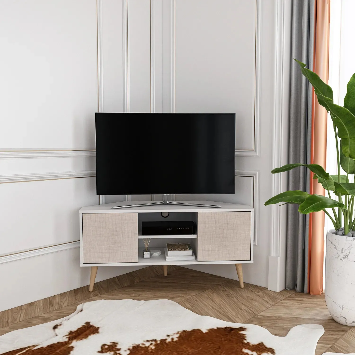 Lesson 47" Wide Corner TV Stand | Media Console Decorotika