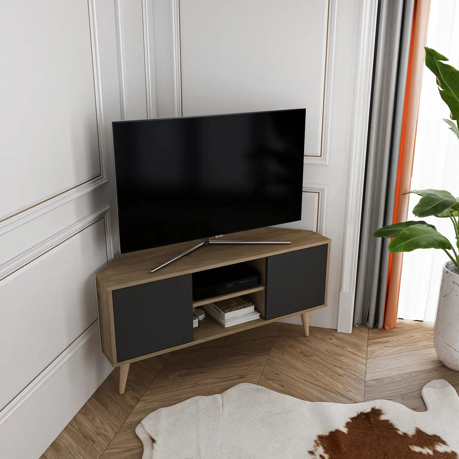 Lesson 47" Wide Corner TV Stand | Media Console Decorotika