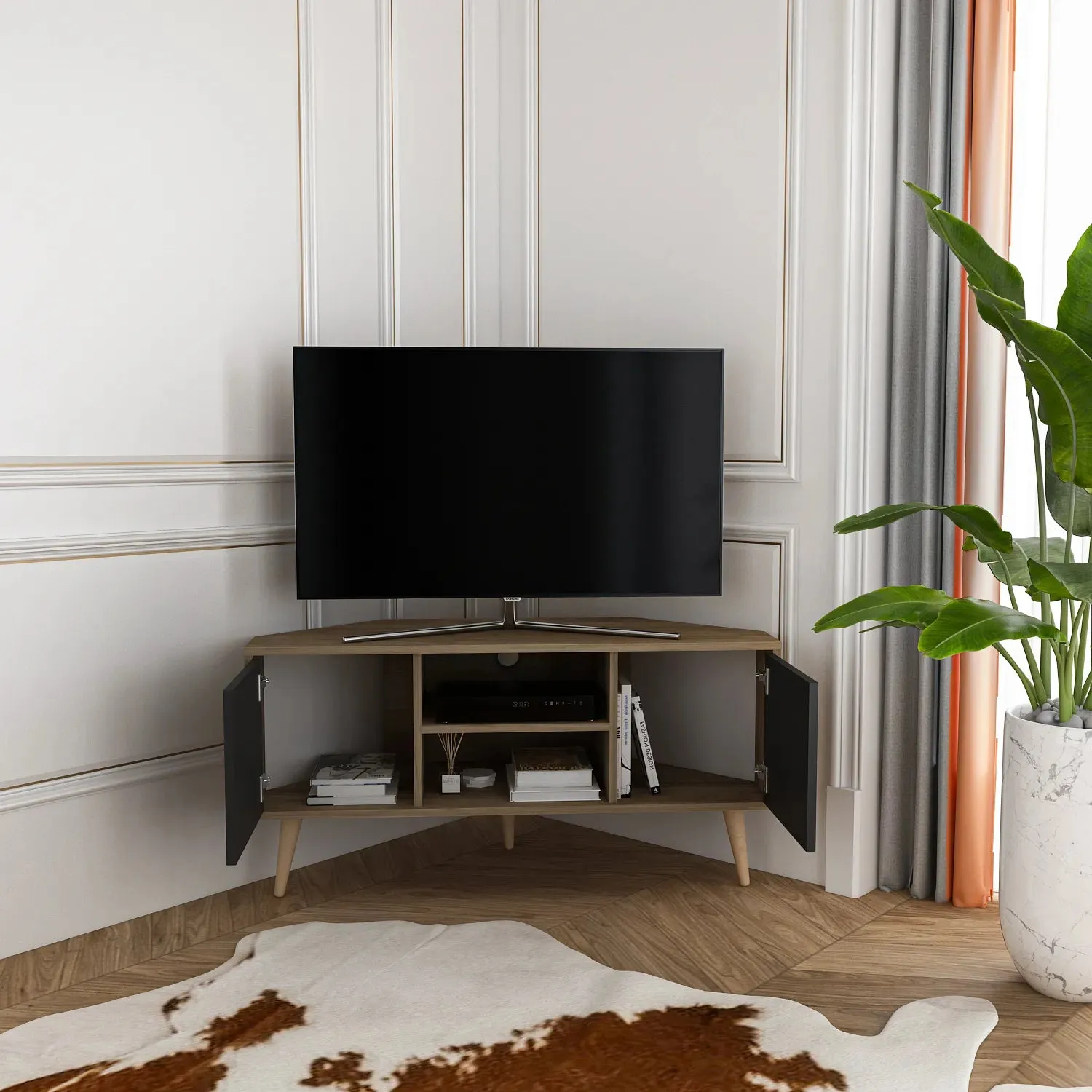 Lesson 47" Wide Corner TV Stand | Media Console Decorotika