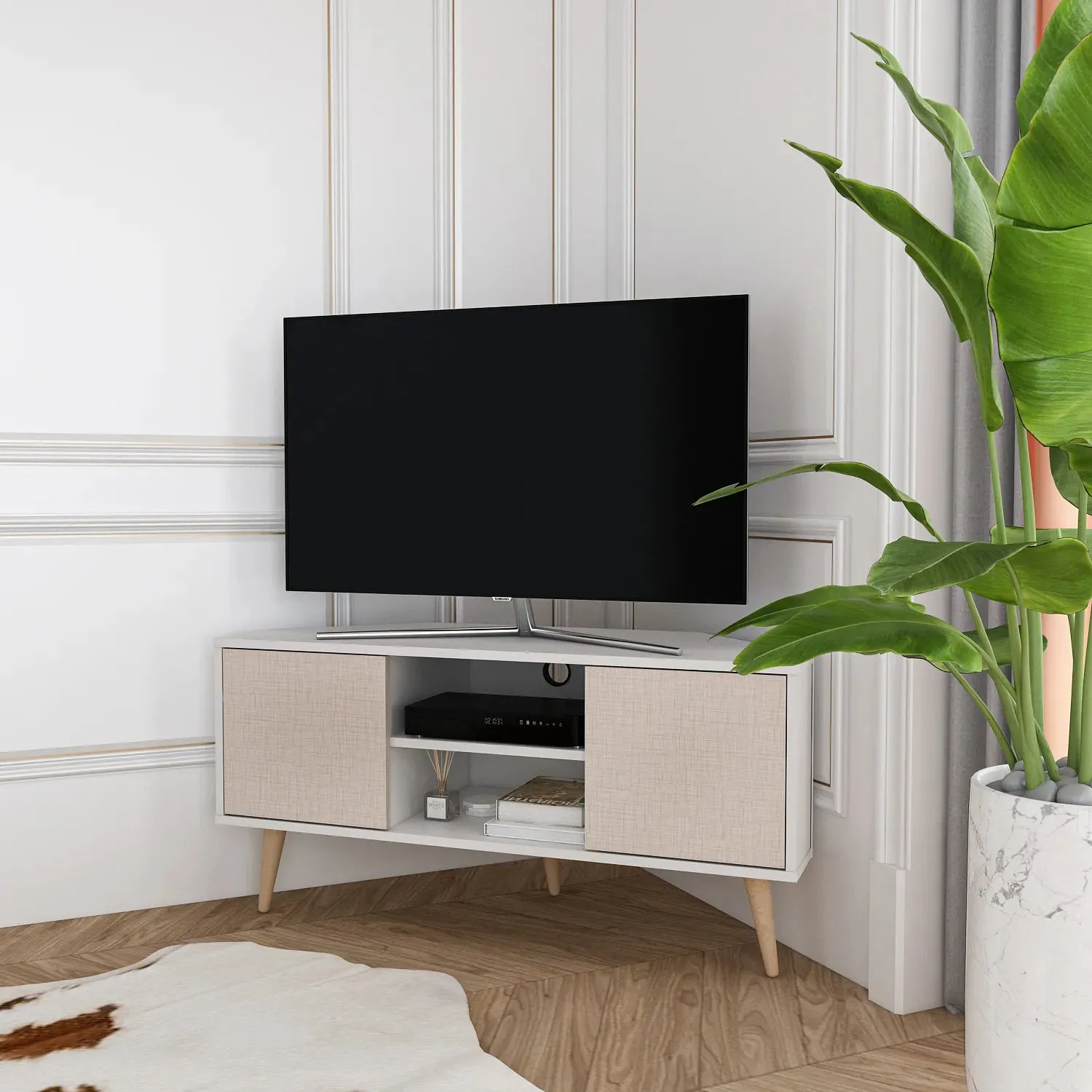 Lesson 47" Wide Corner TV Stand | Media Console Decorotika