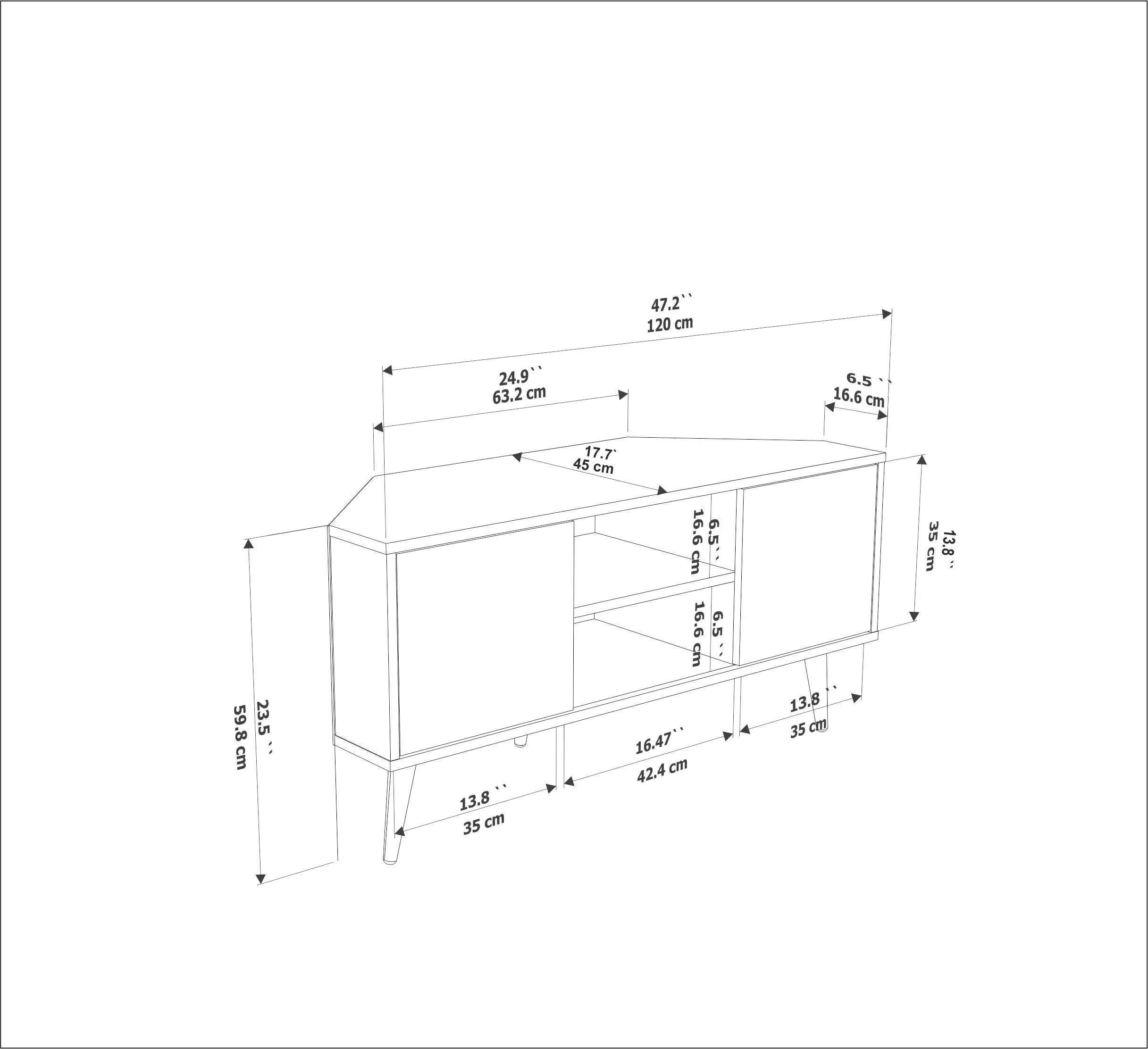 Lesson 47" Wide Corner TV Stand | Media Console Decorotika