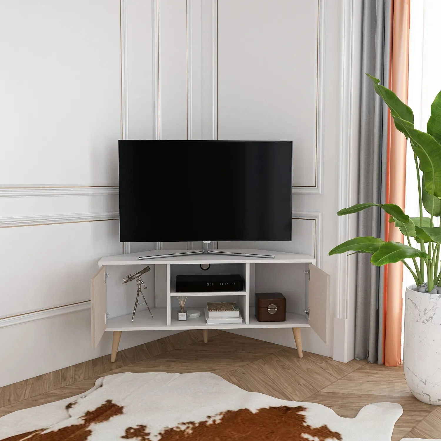 Lesson 47" Wide Corner TV Stand | Media Console Decorotika