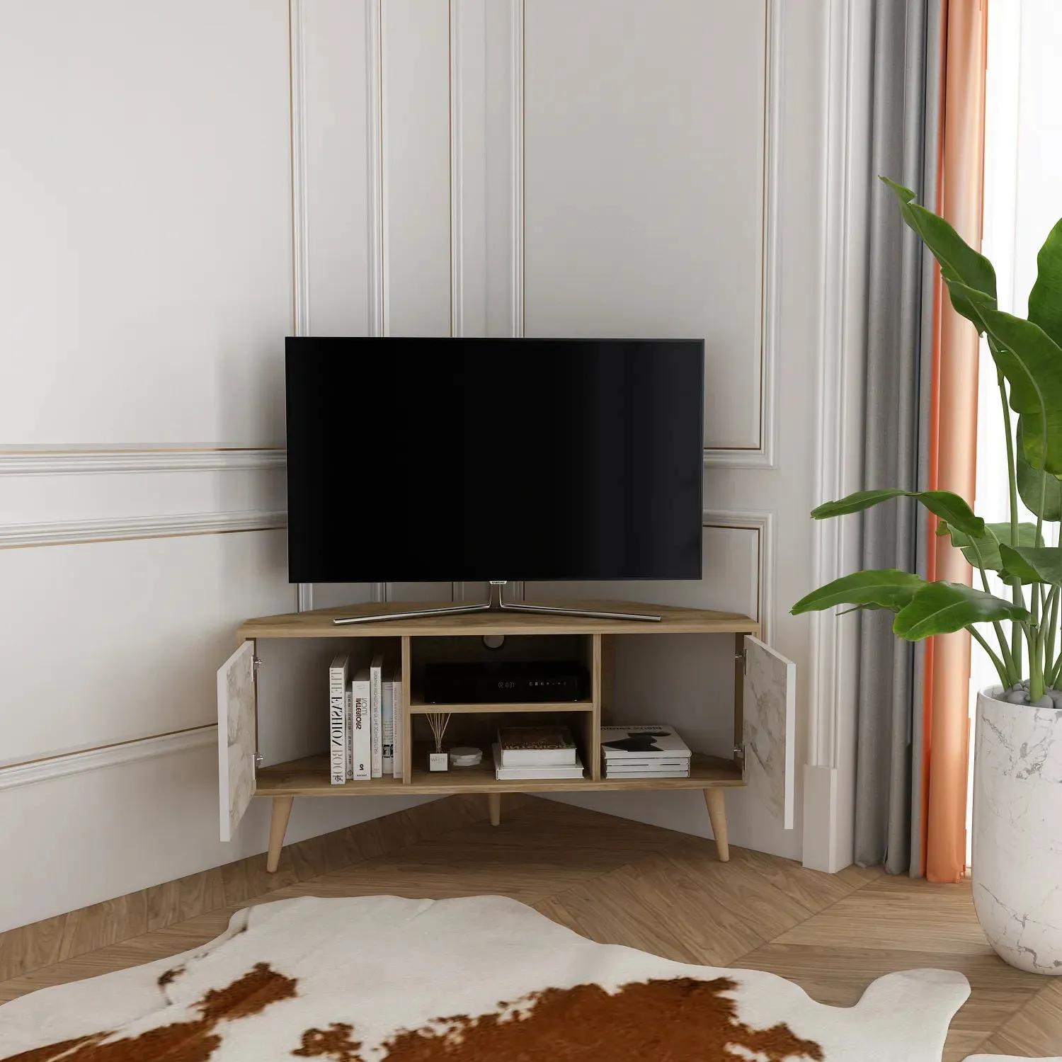 Lesson 47" Wide Corner TV Stand | Media Console Decorotika