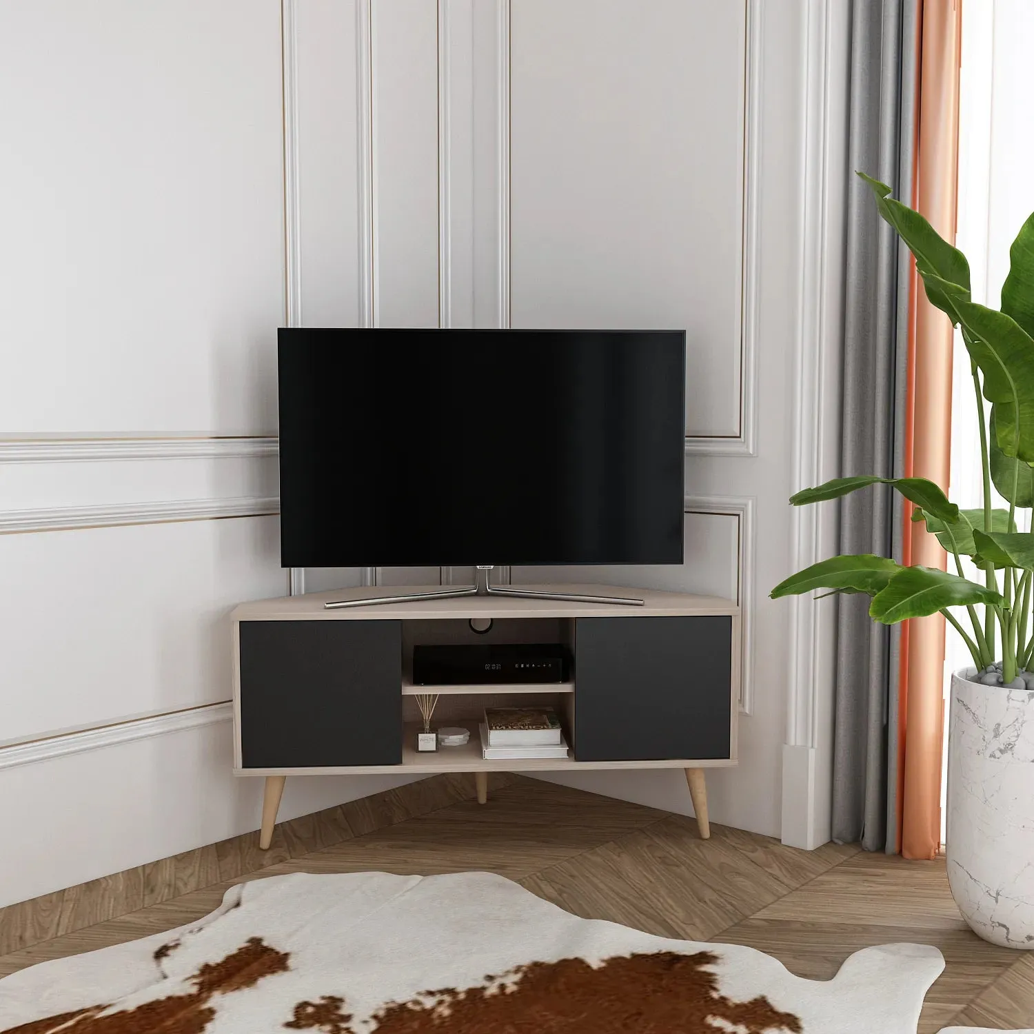 Lesson 47" Wide Corner TV Stand | Media Console Decorotika