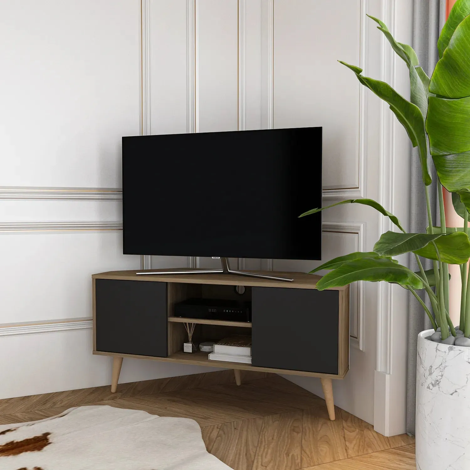 Lesson 47" Wide Corner TV Stand | Media Console Decorotika