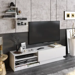 Linda TV Stand and Media Console with Cabinet, Wall Shelves for TVs up to 67" Decorotika