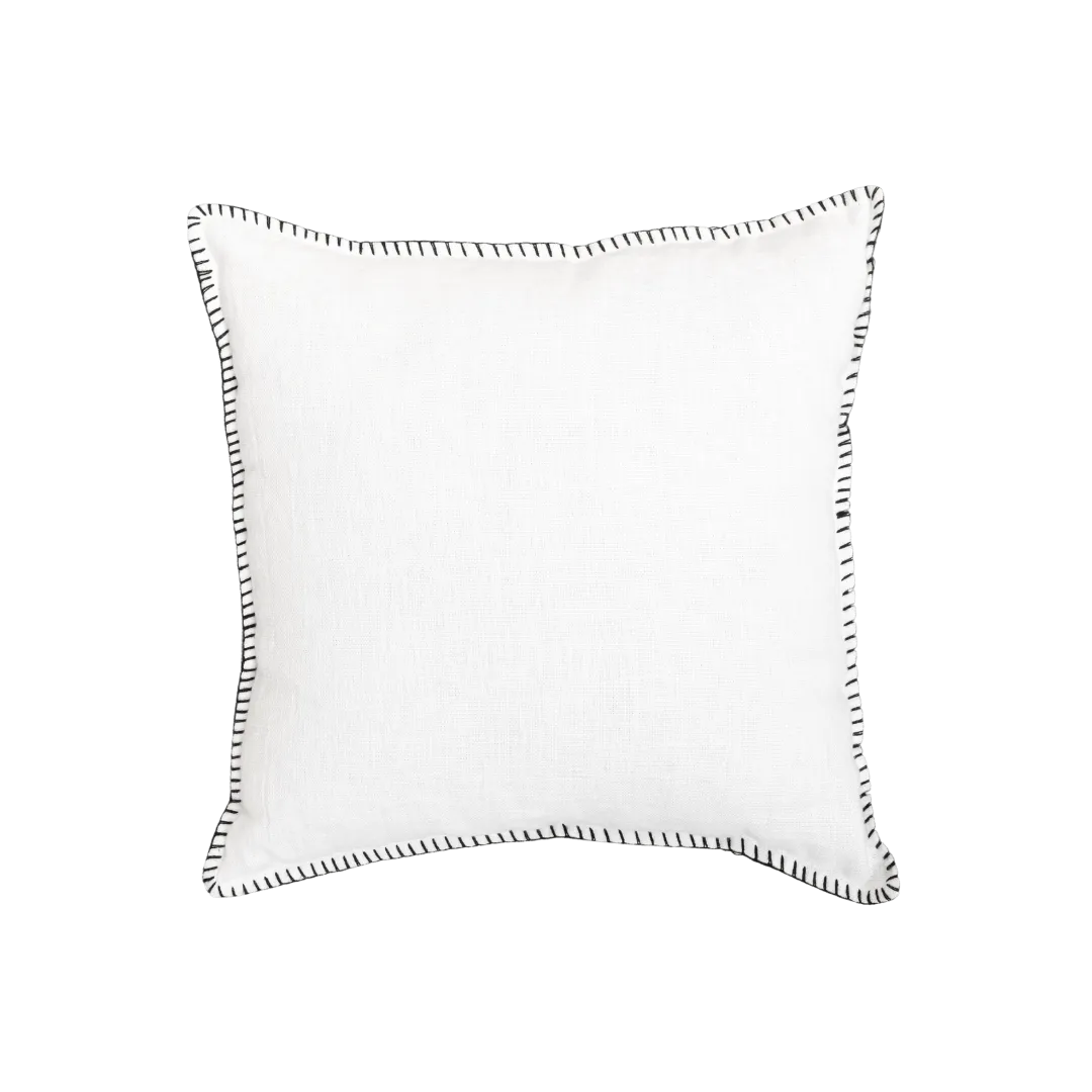 Linen Cushion Cover | Embroidered Edge | White 45x45cm Zoco Home