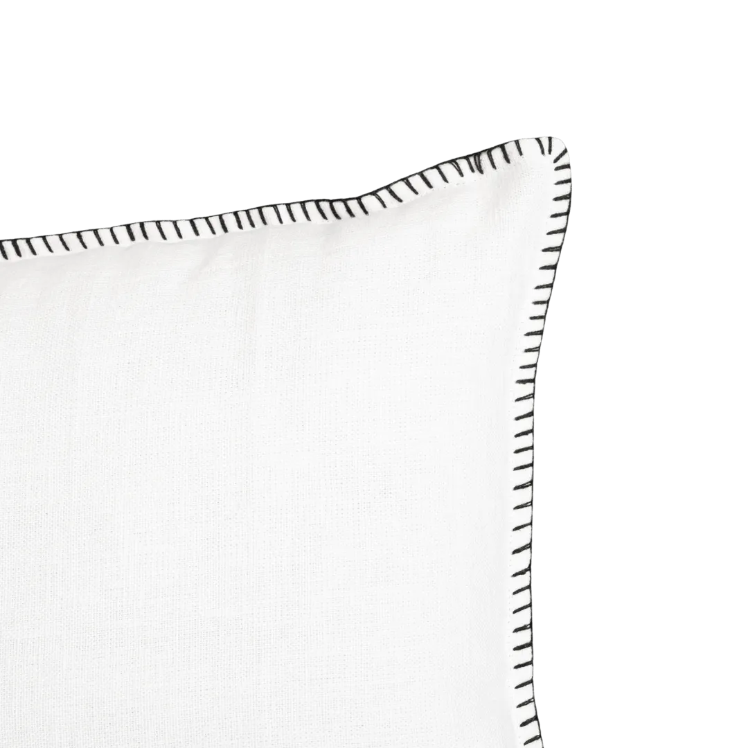 Linen Cushion Cover | Embroidered Edge | White 45x45cm Zoco Home