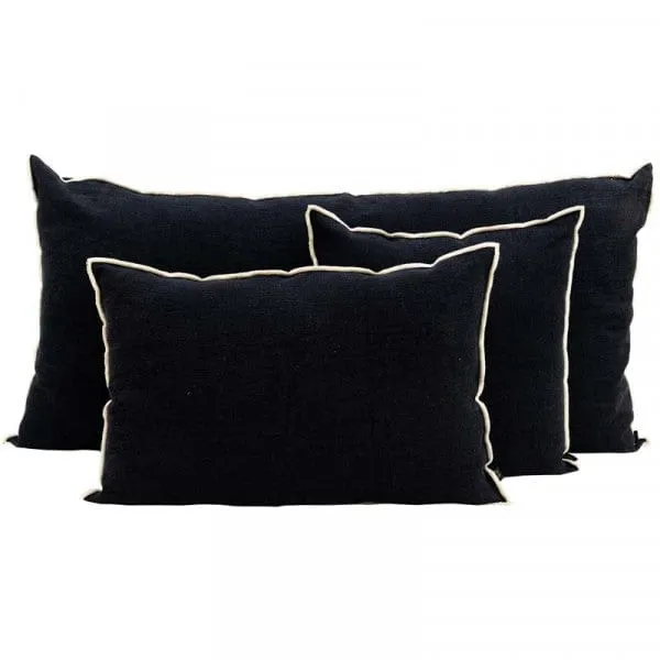 Linen Cushion Cover Nai Edge | Black 40x60cm Zoco Home