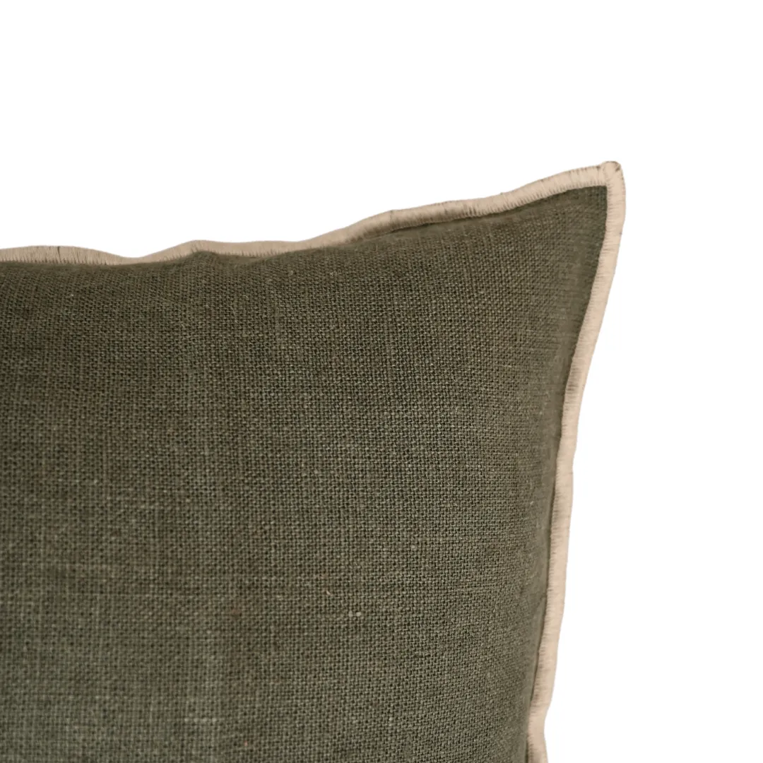 Linen Cushion Cover Nai Edge | Kaki 40x60cm Zoco Home