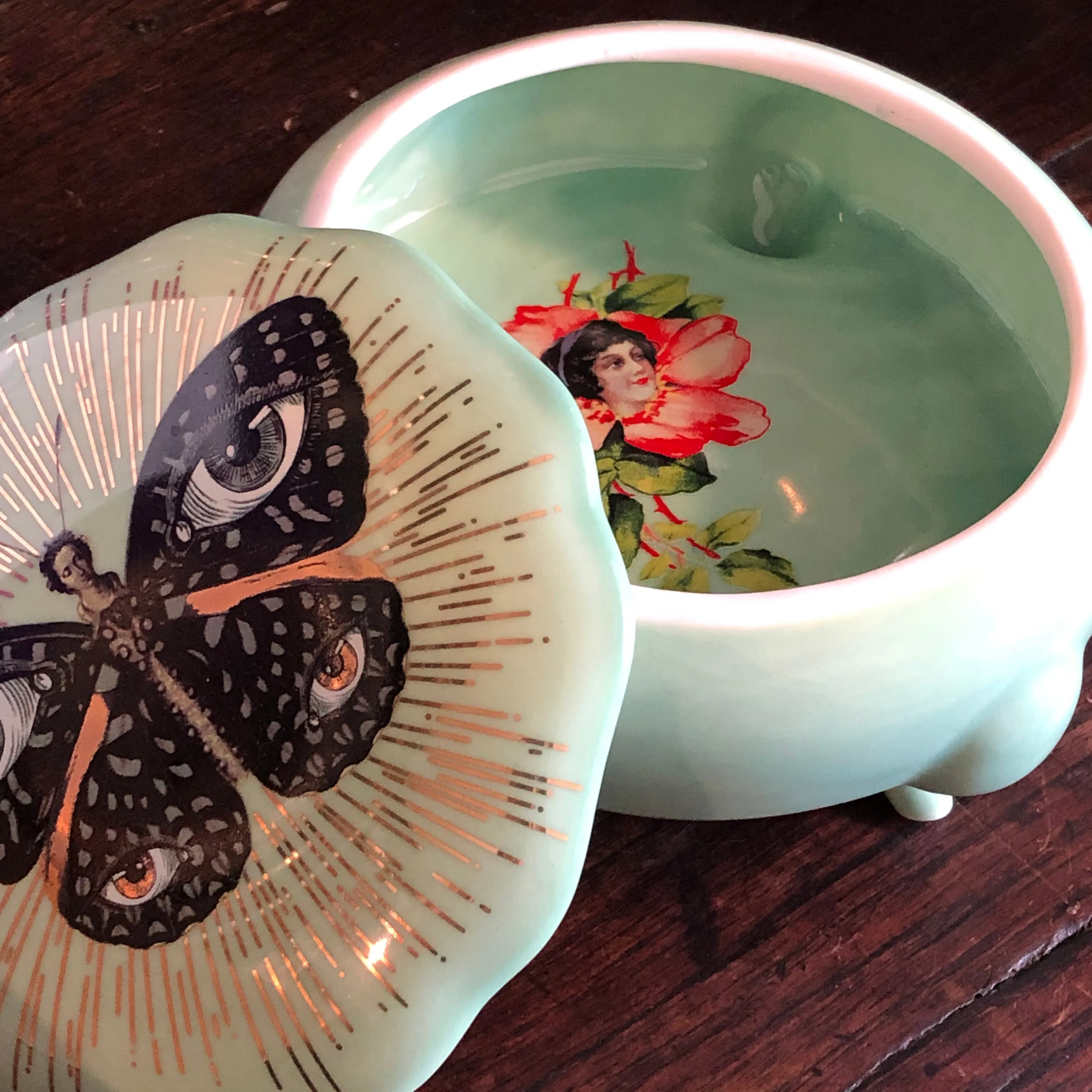 Madame Butterfly Ceramic Box - Porcelain - Tarot - Altar - Jewelry Dish