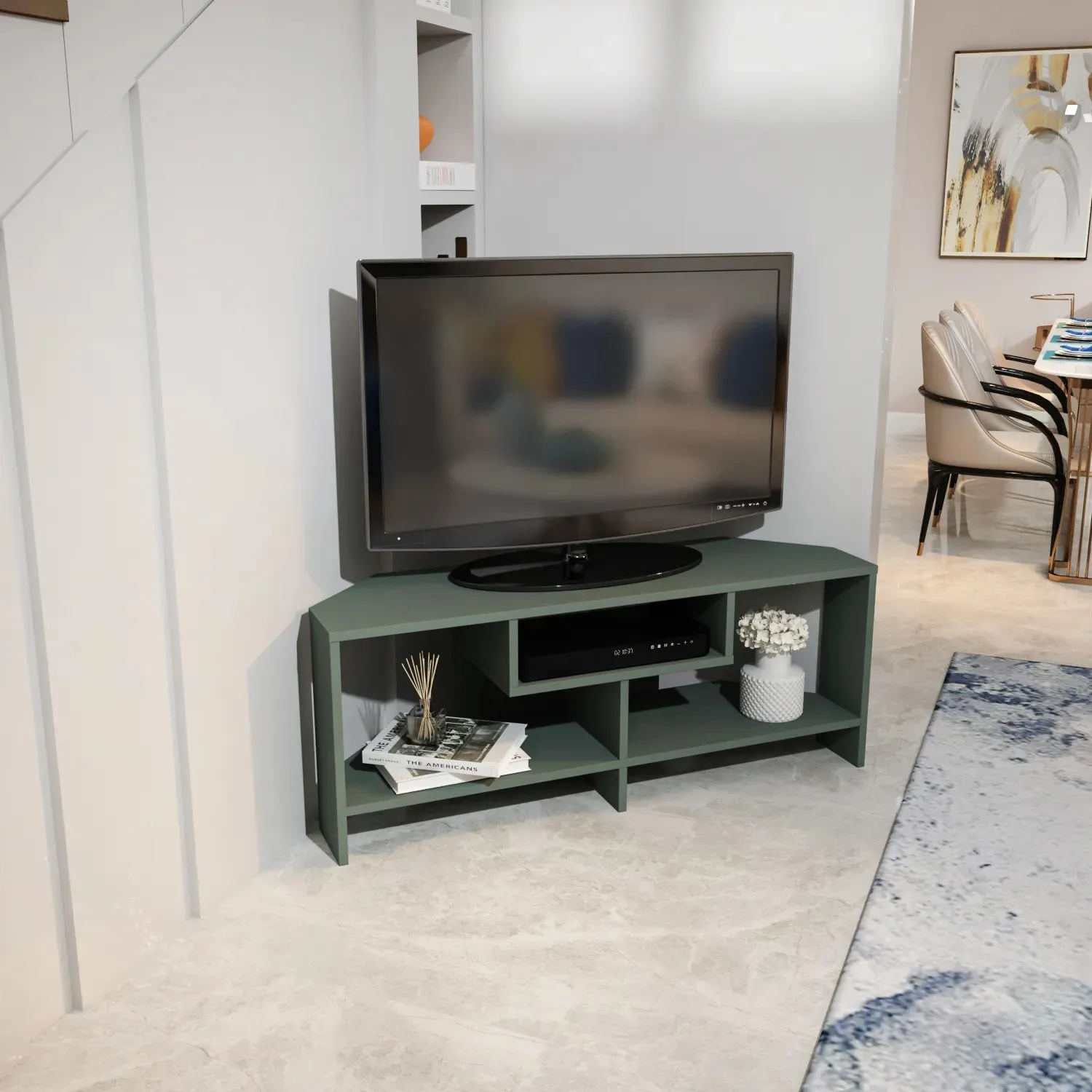 Maldiv 47" Wide Corner TV Stand | Media Console | for TVs up to 50" Decorotika