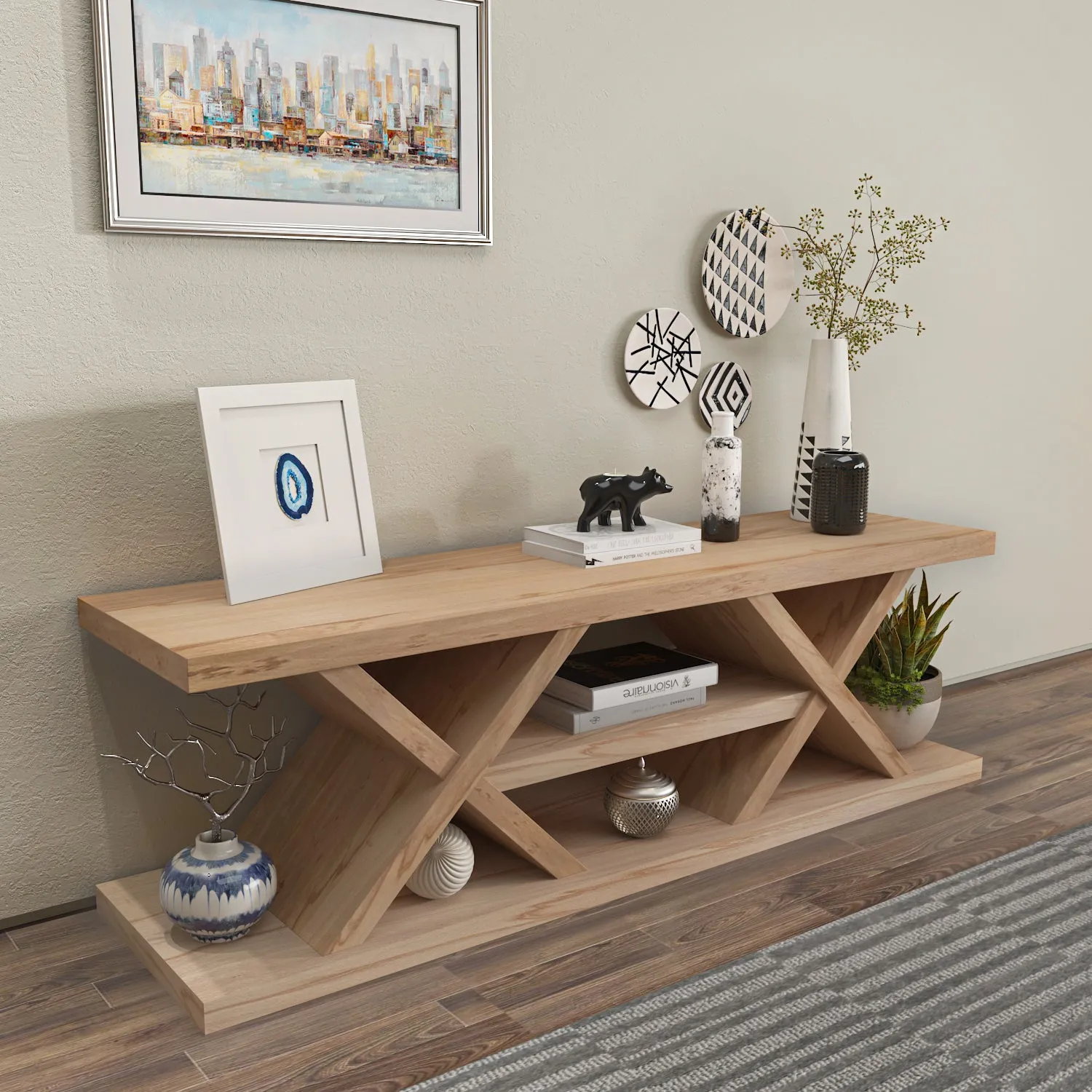 Massi 55'' Solid Wood TV Stand Console Table Decorotika