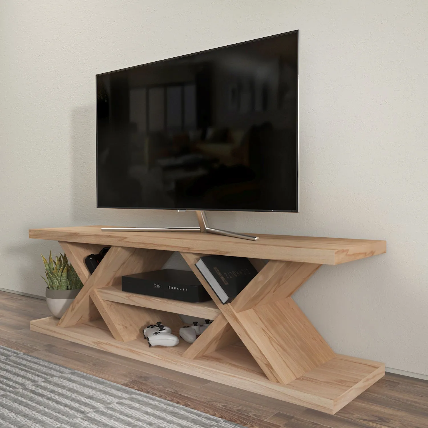 Massi 55'' Solid Wood TV Stand Console Table Decorotika