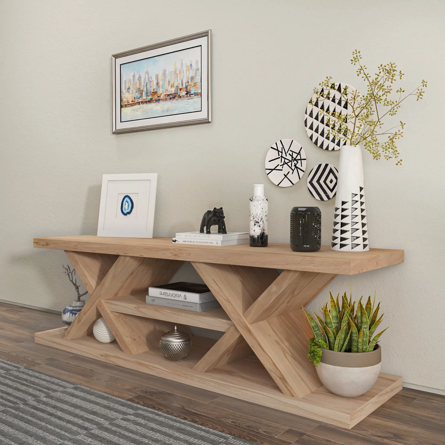 Massi 55'' Solid Wood TV Stand Console Table Decorotika