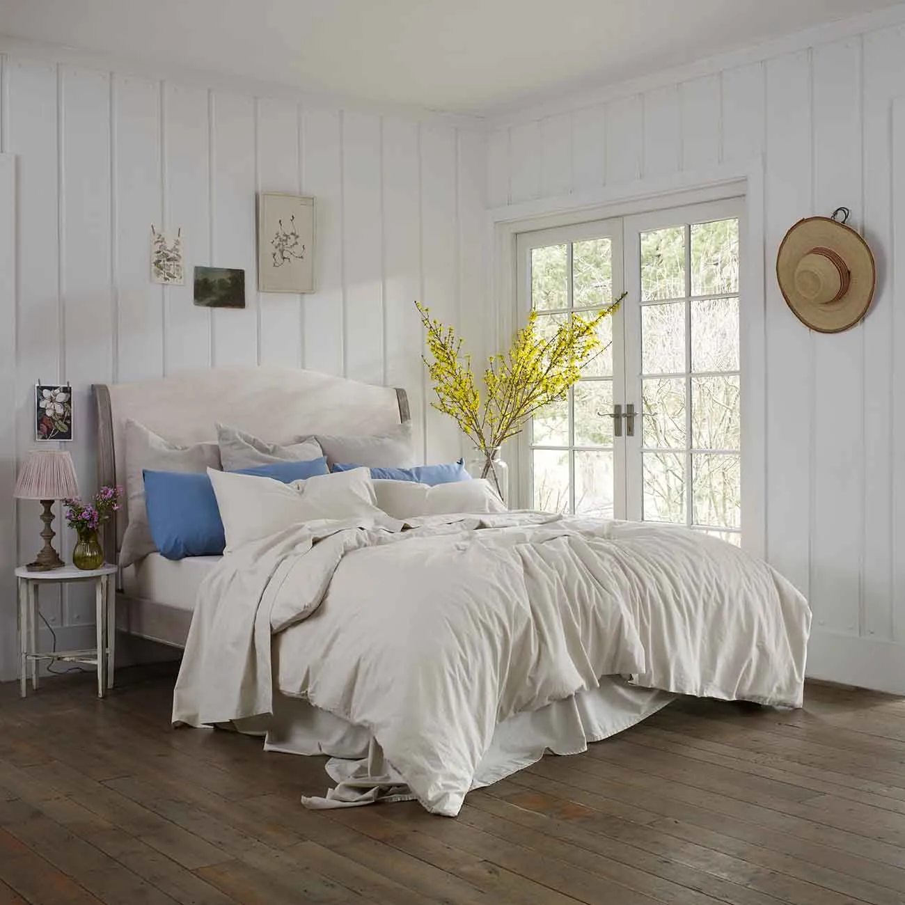 Parchment Washed Cotton Percale Duvet Cover Piglet In Bed