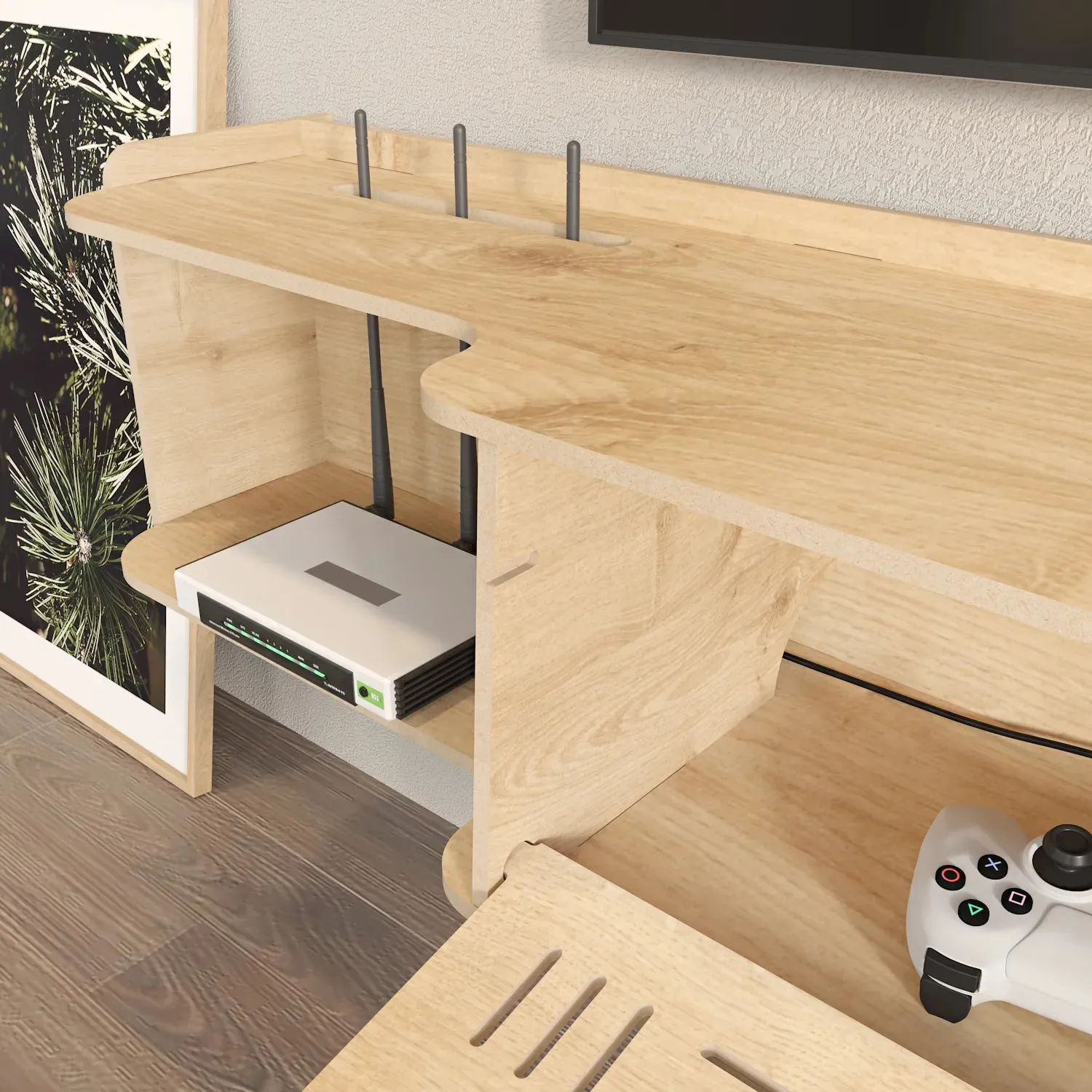 Pare 54" Wide Floating TV Stand and Media Console | MDF | Screwless Design Decorotika