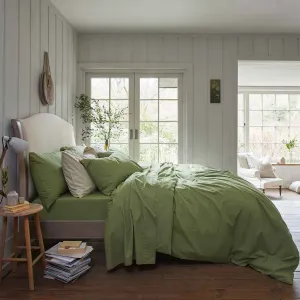 Pear Washed Cotton Percale Duvet Cover Piglet In Bed