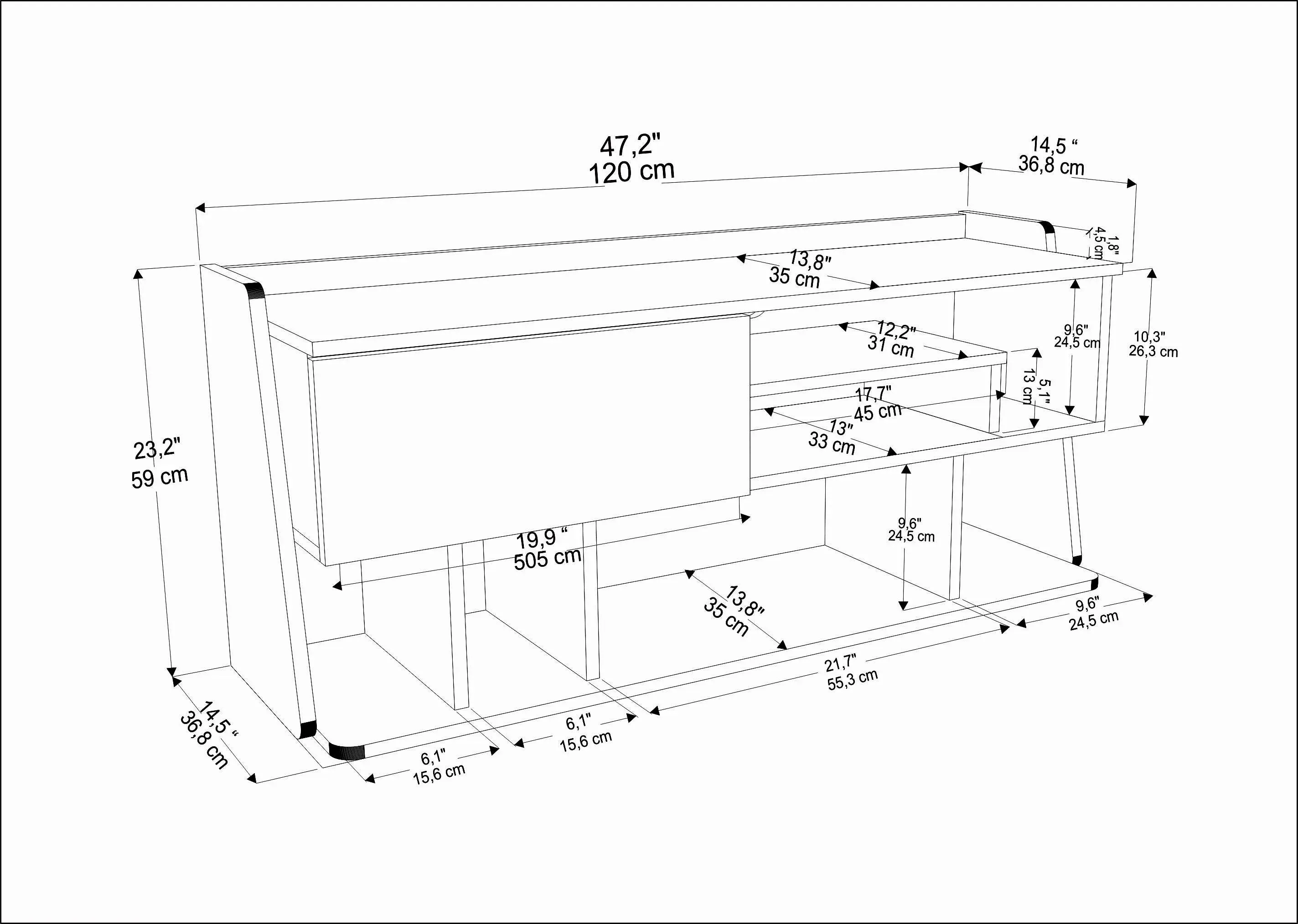 Raca 47" Wide TV Stand and Media Console for TVs up to 55" Decorotika