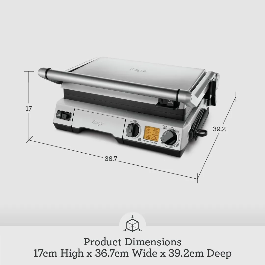 Sage 2400W Cast Aluminium Non-stick Smart Grill Pro - Brushed Stainless Steel| BGR840BSS