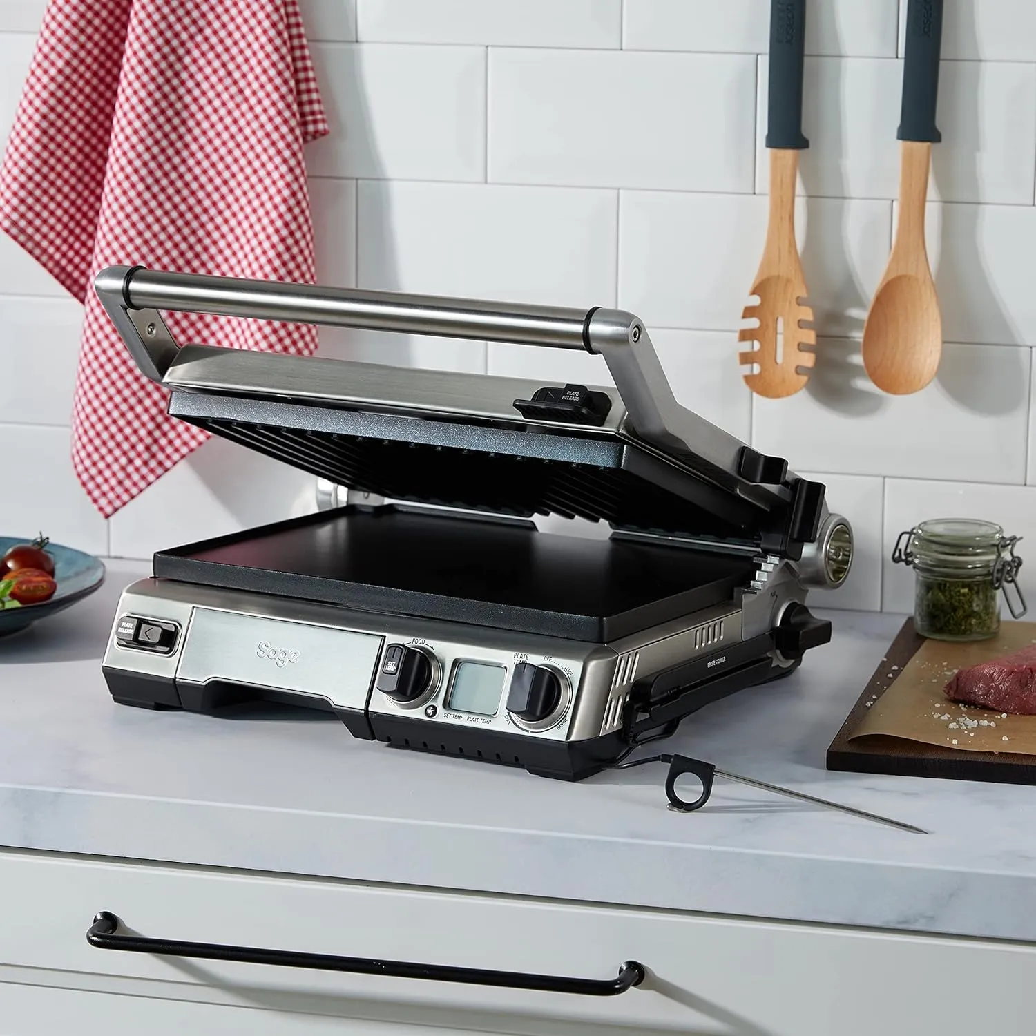 Sage 2400W Cast Aluminium Non-stick Smart Grill Pro - Brushed Stainless Steel| BGR840BSS