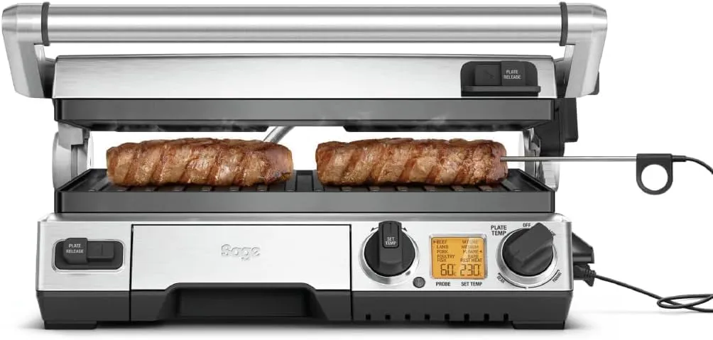 Sage 2400W Cast Aluminium Non-stick Smart Grill Pro - Brushed Stainless Steel| BGR840BSS