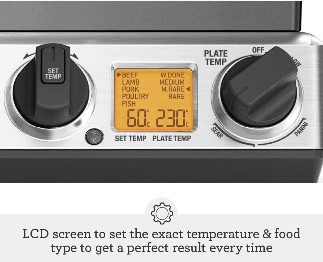 Sage 2400W Cast Aluminium Non-stick Smart Grill Pro - Brushed Stainless Steel| BGR840BSS