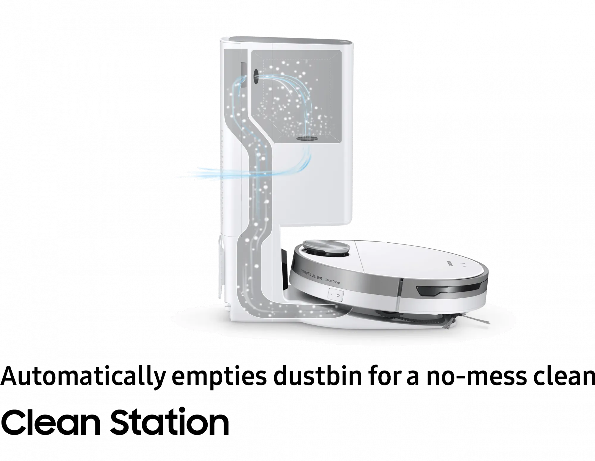Samsung Jet Bot  Robot Vacuum Cleaner, Max 60W Suction Power with Clean Station | VR30T85513W/EU