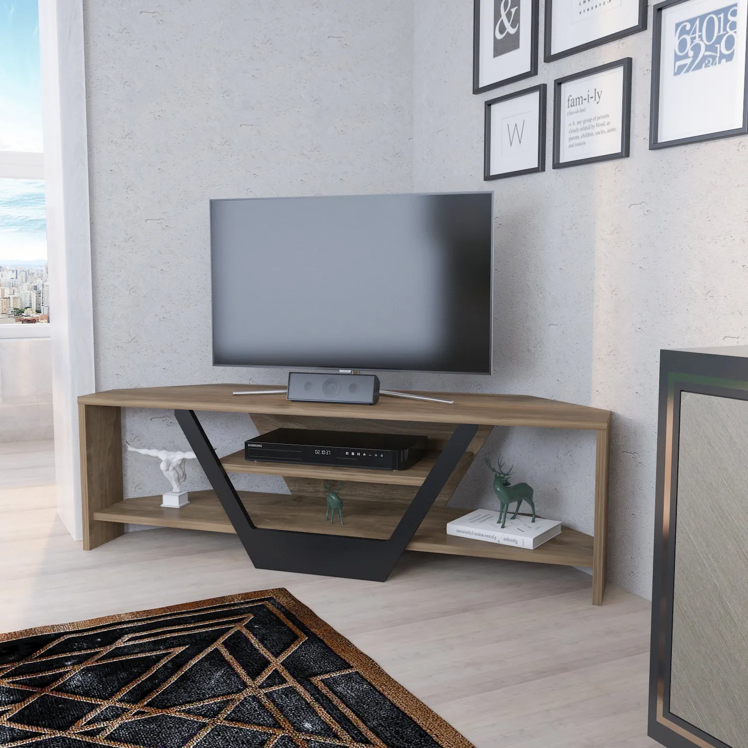 Sares 47'' Wide Corner TV Stand Console Table for Up to 55 inch TVs Decorotika