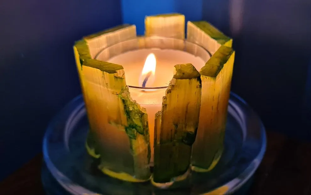 SELENITE CRYSTAL TEA LIGHT CANDLE HOLDER(made by me)