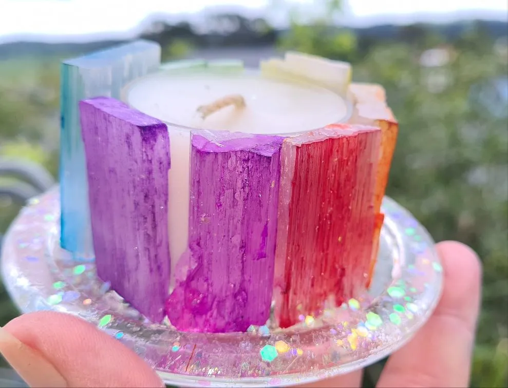 SELENITE CRYSTAL TEA LIGHT CANDLE HOLDER(made by me)