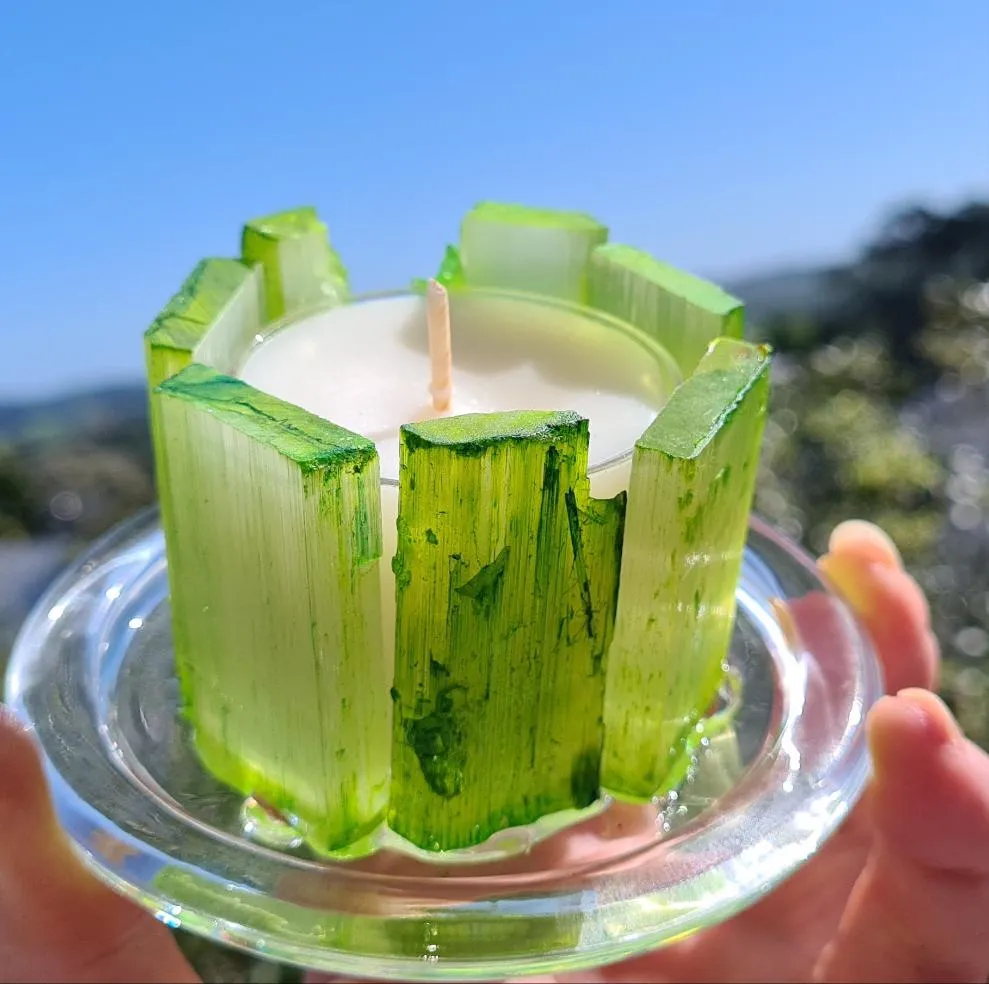 SELENITE CRYSTAL TEA LIGHT CANDLE HOLDER(made by me)