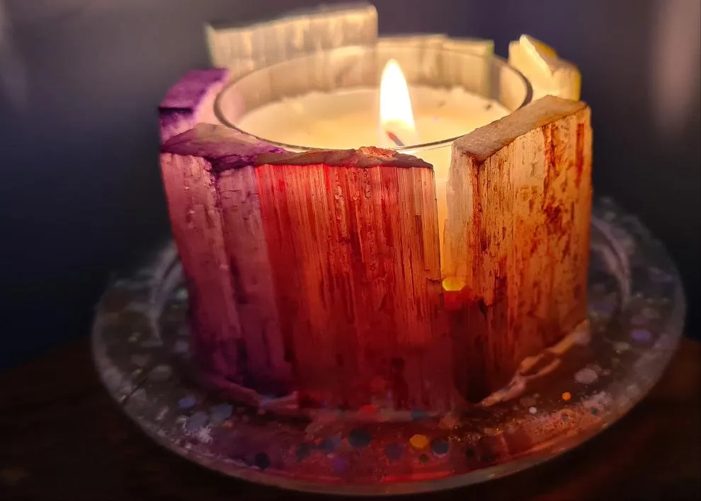 SELENITE CRYSTAL TEA LIGHT CANDLE HOLDER(made by me)