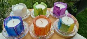 SELENITE CRYSTAL TEA LIGHT CANDLE HOLDER(made by me)