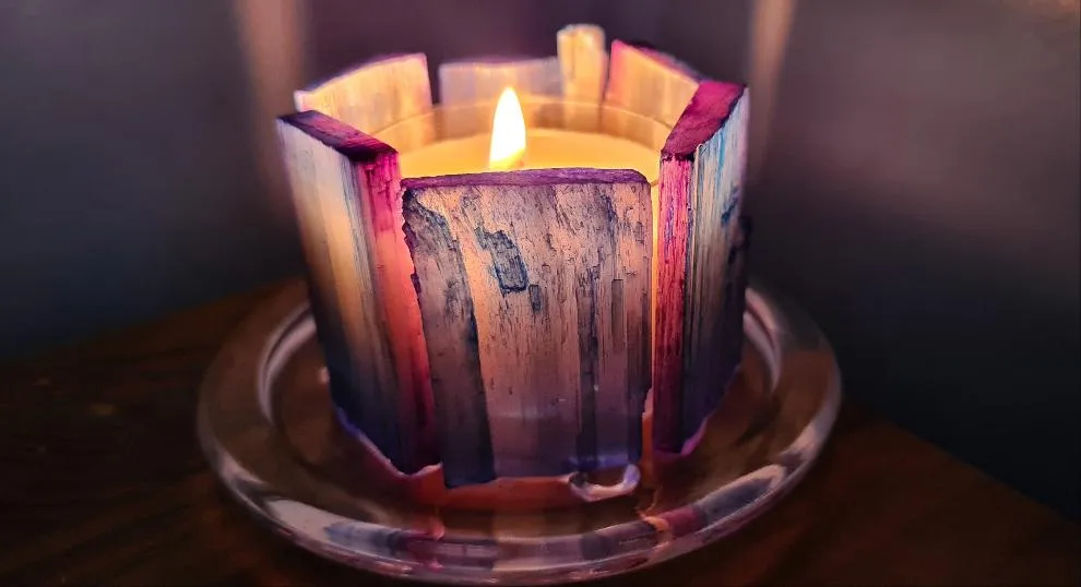 SELENITE CRYSTAL TEA LIGHT CANDLE HOLDER(made by me)