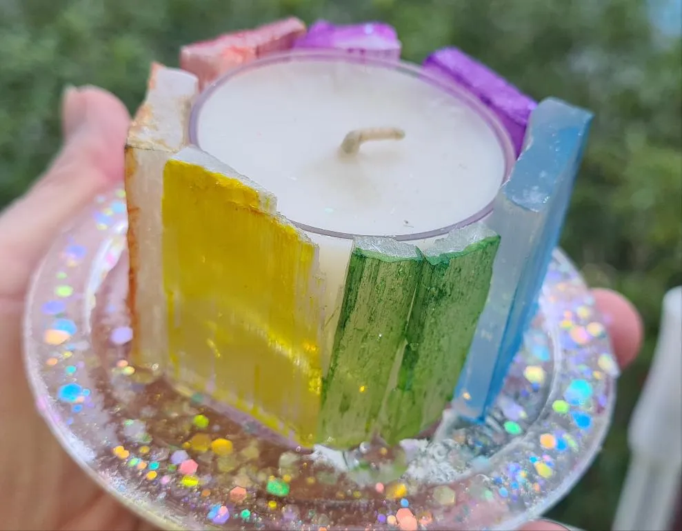 SELENITE CRYSTAL TEA LIGHT CANDLE HOLDER(made by me)