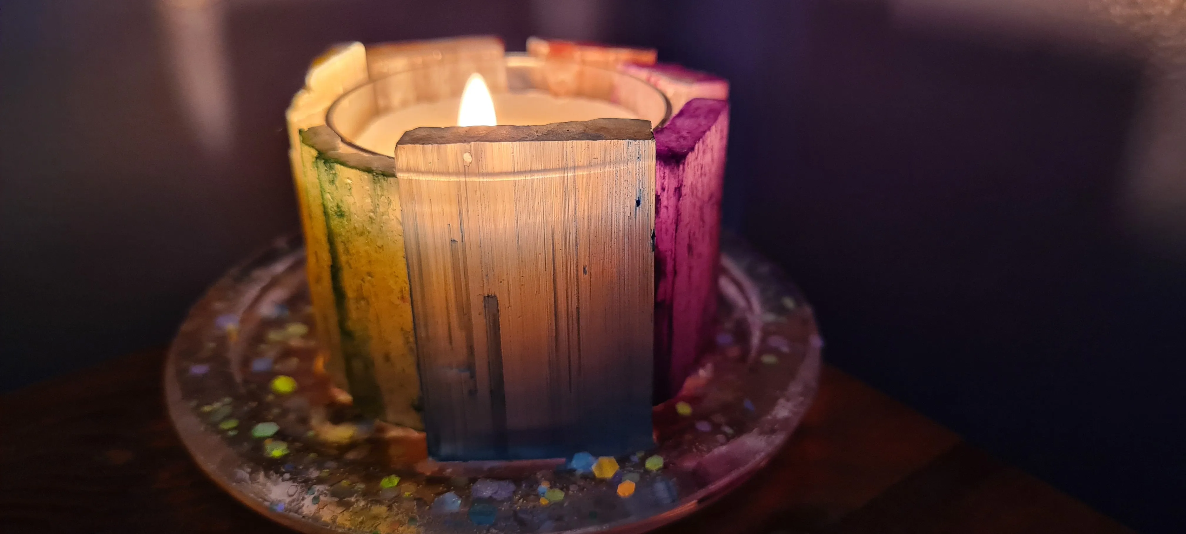 SELENITE CRYSTAL TEA LIGHT CANDLE HOLDER(made by me)