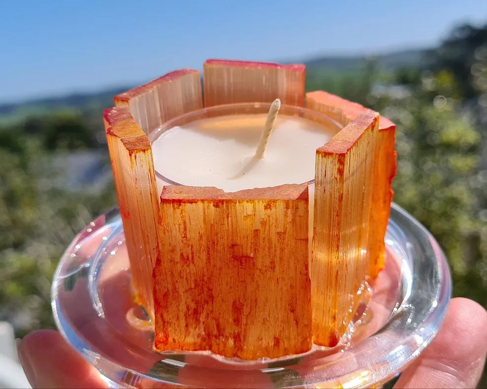 SELENITE CRYSTAL TEA LIGHT CANDLE HOLDER(made by me)